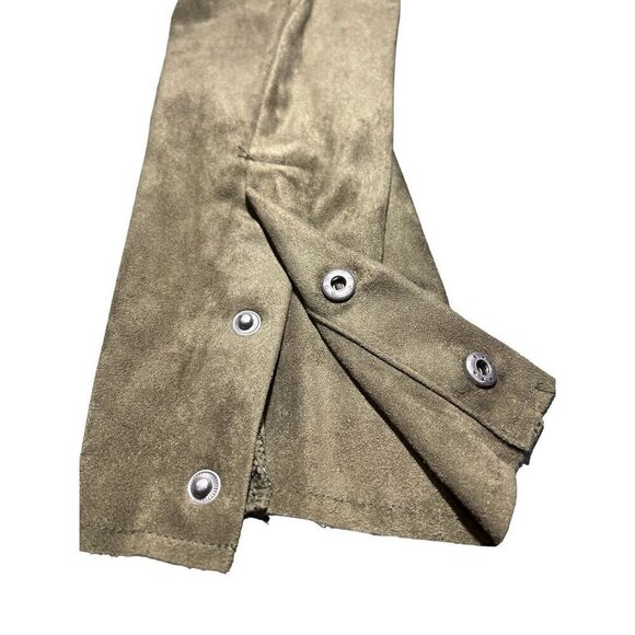 KUT from the kloth, faux suede cardigan jacket, green, country, western, STAGECO - Picture 3 of 5